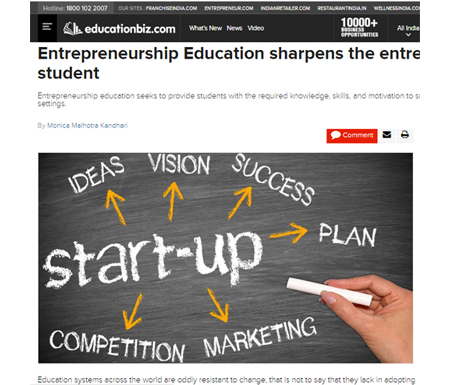 Entrepreneurship Education sharpens the entrepreneur in a student