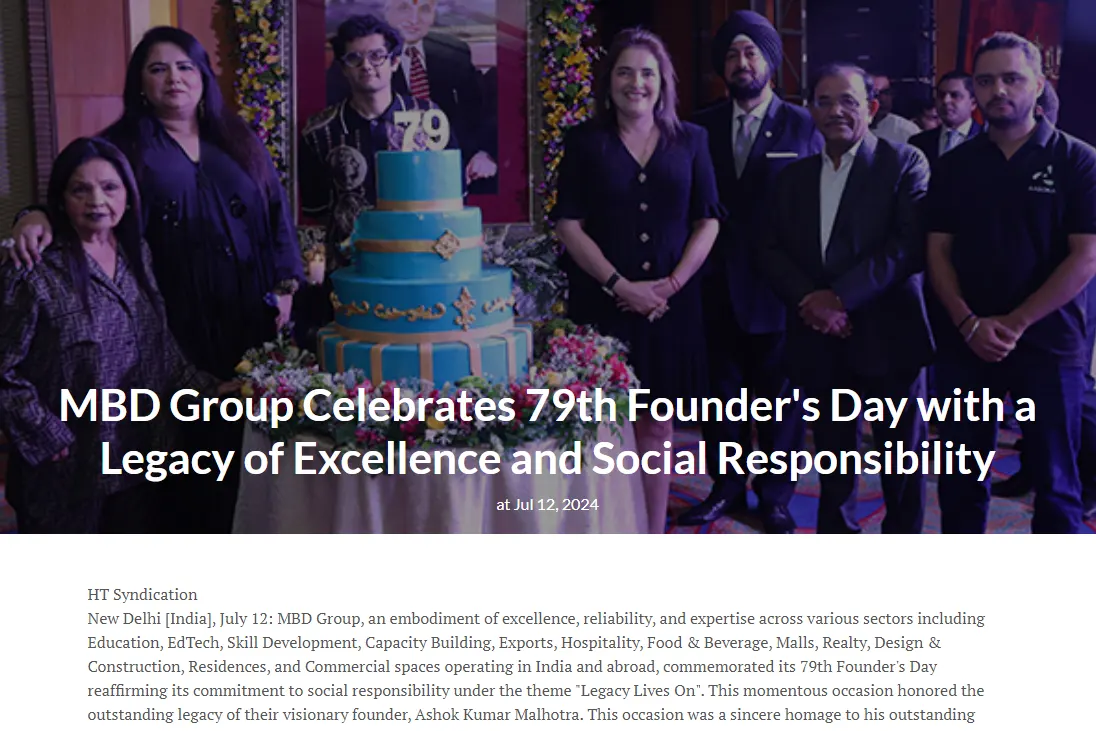 MBD Group Celebrates 79th Founder's Day  with a Legacy of Excellence and Social  Responsibility